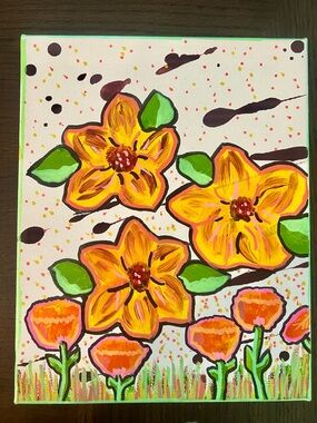 Acrylic Vibrant Yellow Floral Canvas Wall Art